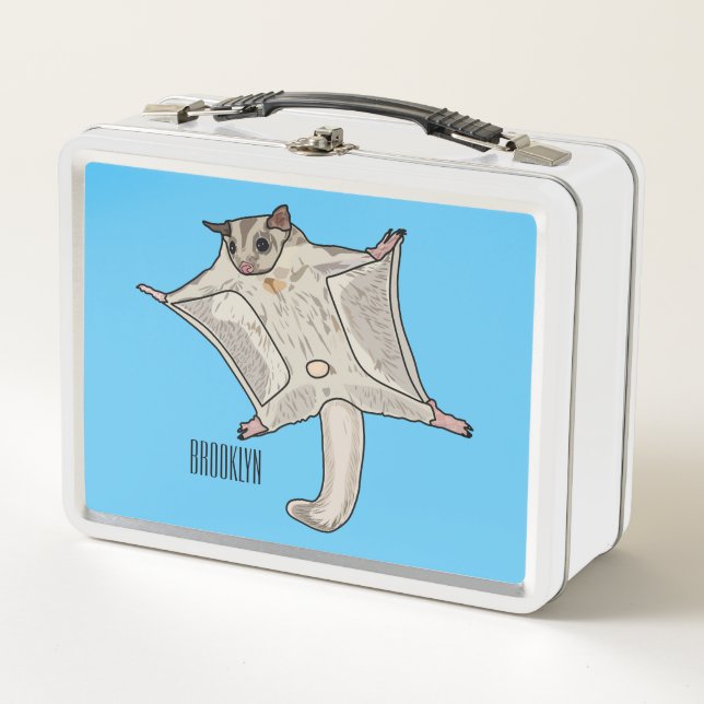 Sugar glider cartoon illustration metal lunch box (Front)