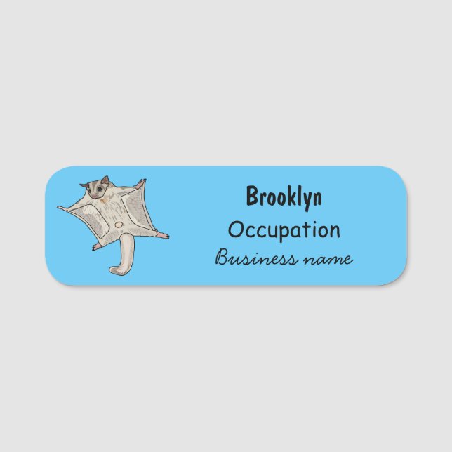 Sugar glider cartoon illustration name tag (Front)