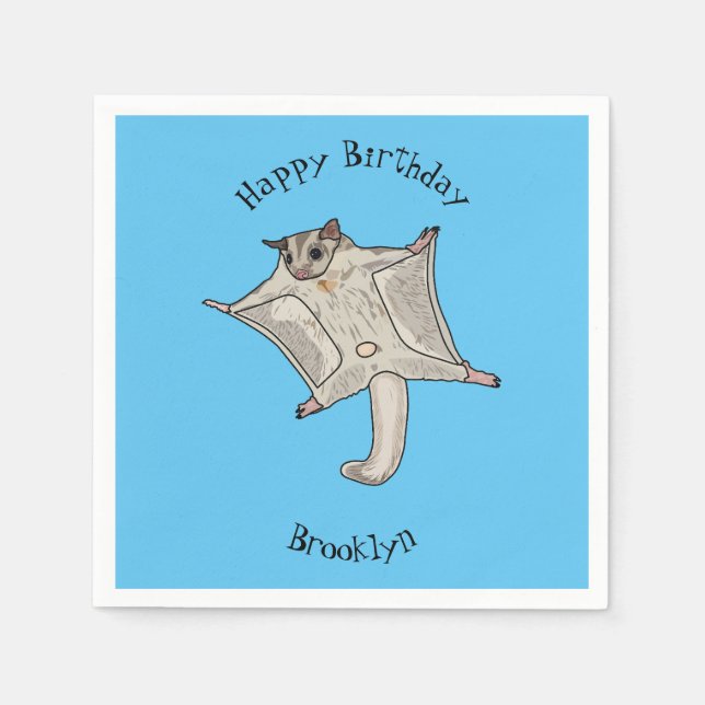 Sugar glider cartoon illustration napkin (Front)
