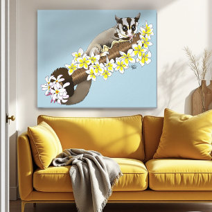 Sugar Glider Cute Floral Canvas Print