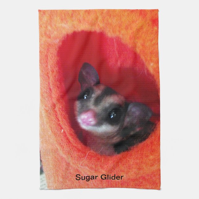 Sugar Glider in Orange Hanging Bed Kitchen Towel (Vertical)