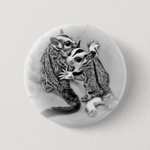 Sugar Glider Joeys Black & White 2 Inch Round Button