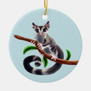 sugar glider on a branch ornament