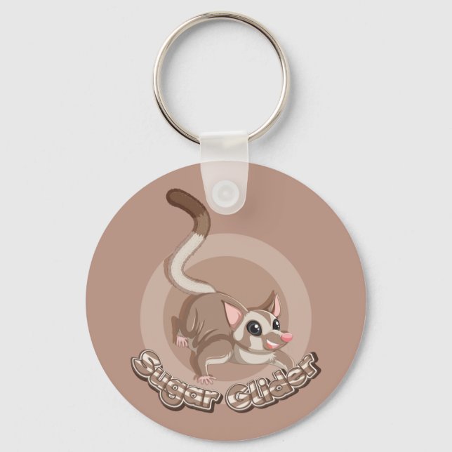 Sugar Glider Warm Cartoon Art Keychain (Front)