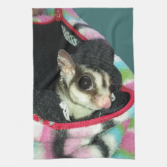 Sugar Glider Wearing a Hat Kitchen Towel (Vertical)
