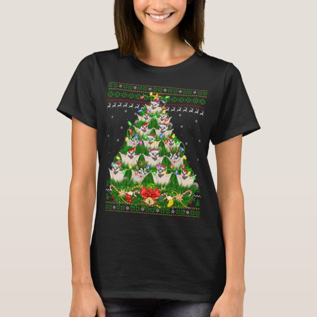 Sugar Glider Xmas Lighting Tree Sugar Glider Ugly  T-Shirt (Front)