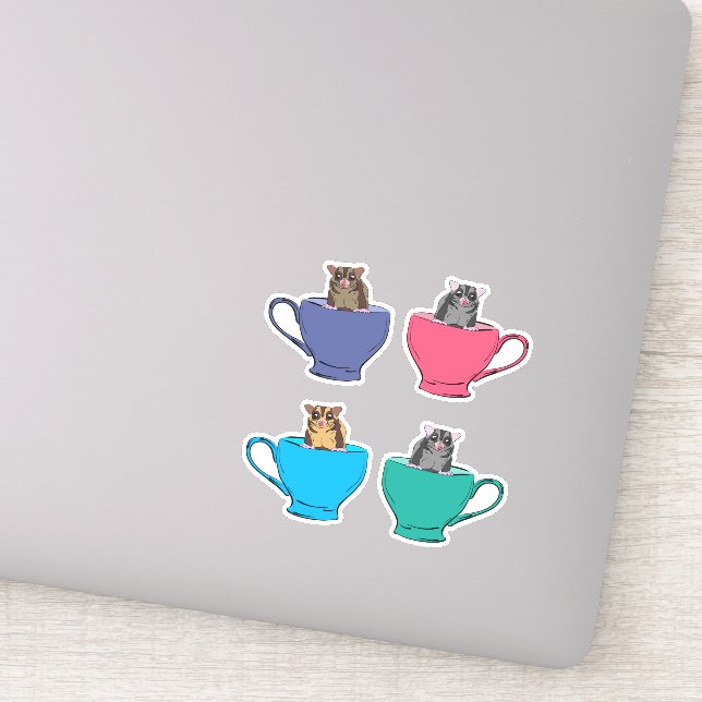 Sugar Gliders in Tea Cups Cute (Detail)