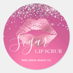 Sugar Lip Scrub Burgundy Elegance Glitter Sparkles Classic Round Sticker