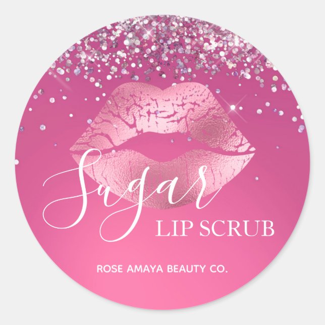 Sugar Lip Scrub Burgundy Elegance Glitter Sparkles Classic Round Sticker (Front)