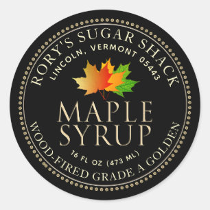 Sugar Maple Leaves Maple Syrup Editable Label