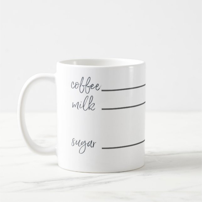 Sugar Milk Coffee Measurement Line Mug (Left)