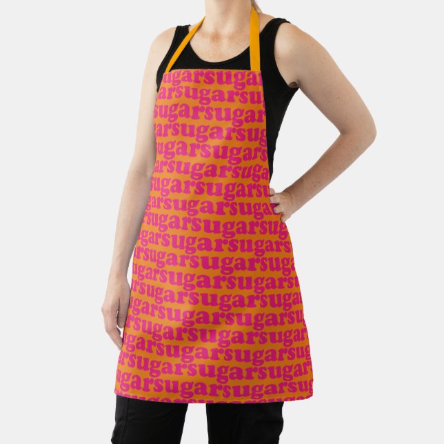 Sugar modern typography pink orange pattern funny apron (Insitu)