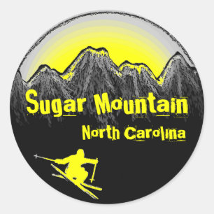 Sugar Mountain North Carolina yellow ski stickers