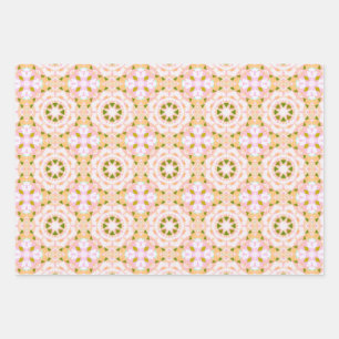 Sugar Pink Spring Green Star Baby Girls Birthday  Wrapping Paper Sheet