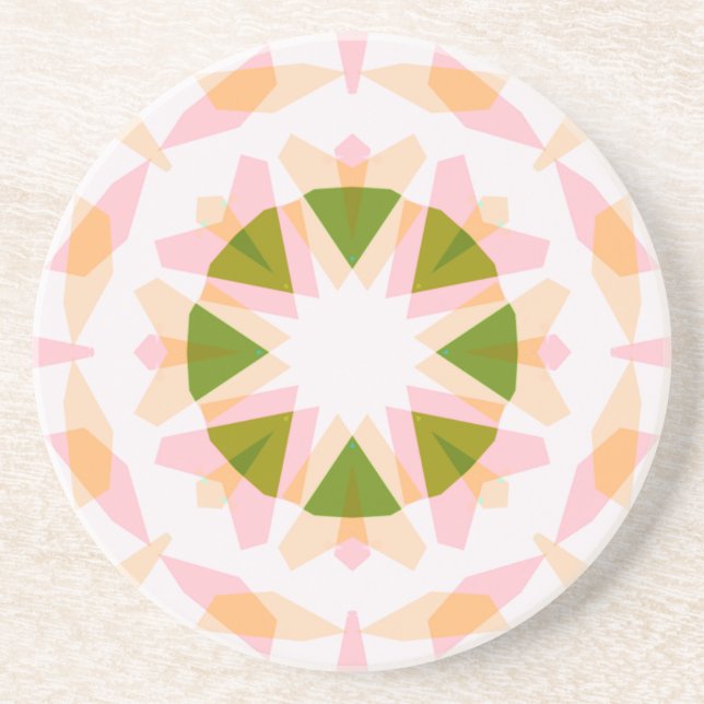 Sugar Pink Spring Green Star Dopamine Decor Art Coaster (Front)