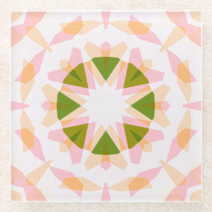 Sugar Pink Spring Green Star Dopamine Decor Art Glass Coaster