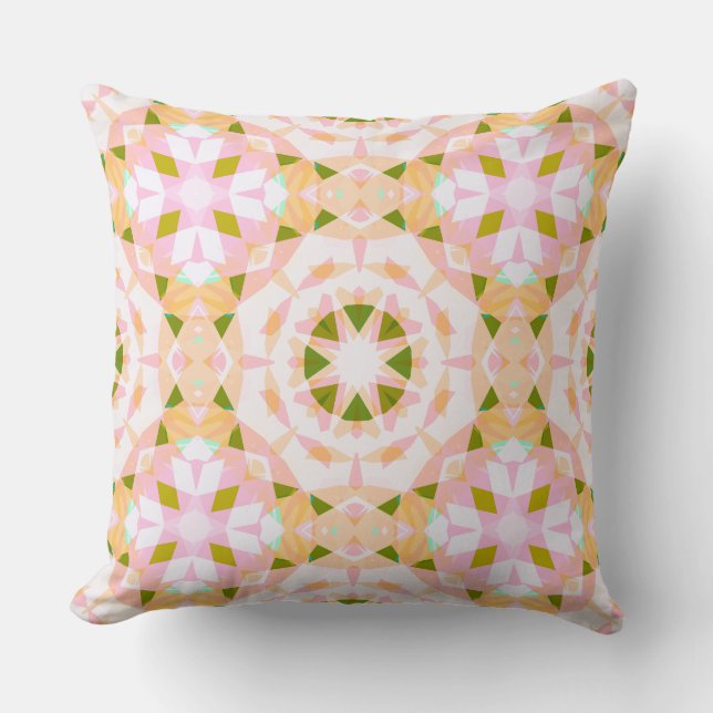 Sugar Pink Spring Green Star Dopamine Decor Art Throw Pillow (Front)
