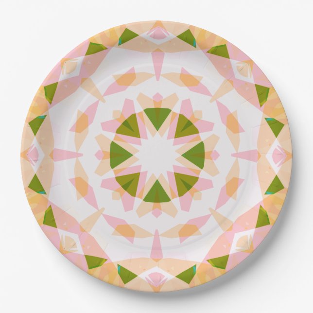 Sugar Pink Spring Green Star Whimsical Fairytale  Paper Plate (Front)