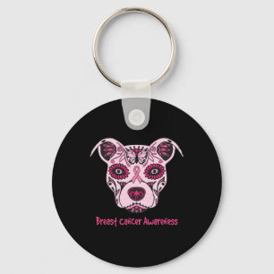 Sugar Pitbull Dog Breast Cancer Awareness Day Of T Keychain