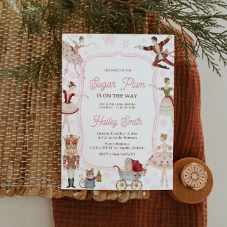Sugar Plum Baby Shower Invitation for Girl