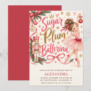 Sugar Plum Ballerina Christmas Invitation