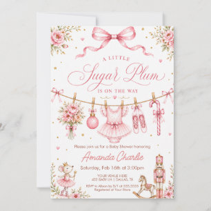 Sugar Plum Ballerina  Girl Baby Shower Invitation