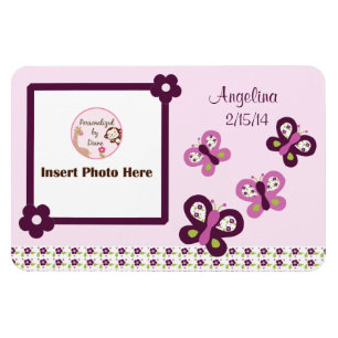 Sugar Plum Butterflies Personalized Photo Magnet