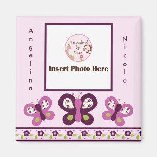 Sugar Plum Butterflies Photo Frame Magnet So Cute