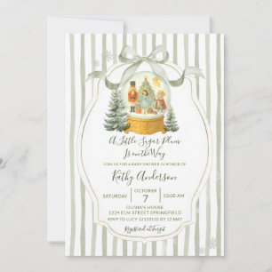 Sugar Plum Christmas Green Winter Baby Shower Invitation