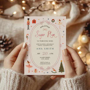 Sugar Plum Christmas Nutcracker 1st Birthday Invitation