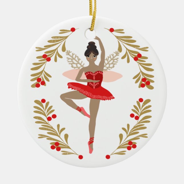 Sugar Plum Fairy from the Nutcracker Ceramic Ornament (Front)