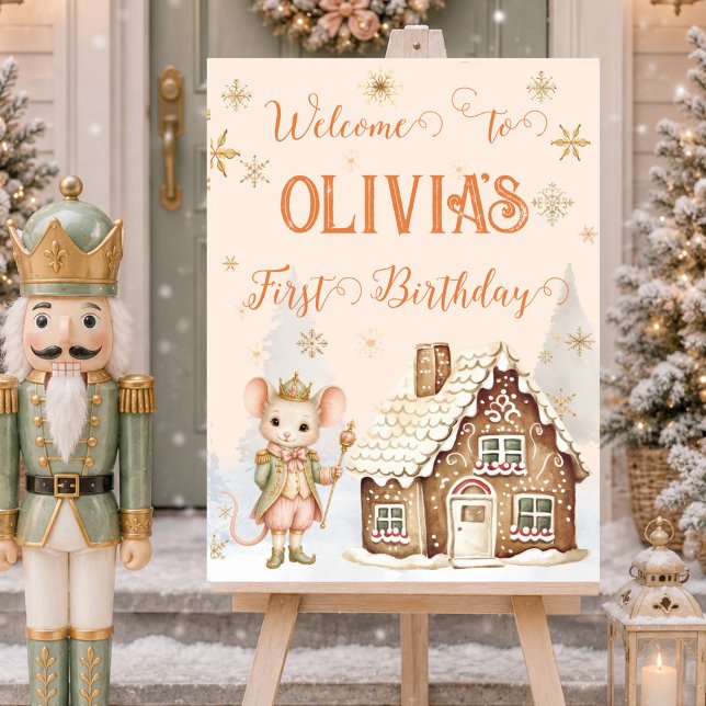 Sugar Plum Fairy Mouse King Gingerbread Welcome Poster (Sugar Plum Fairy Mouse Gingerbread Welcome Sign)