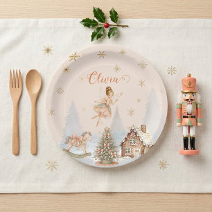 Sugar Plum Fairy Nutcracker  Peach Mint Tableware Paper Plate