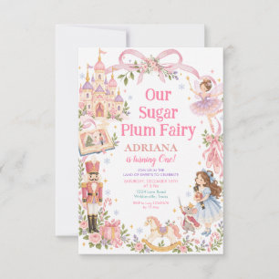 Sugar Plum Fairy Winter Ballet Snowflake Birthday  Invitation
