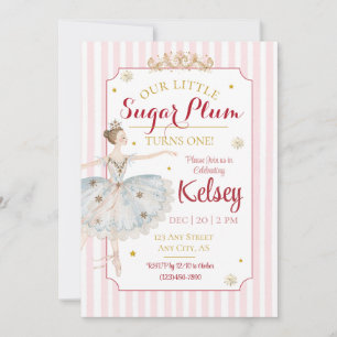 Sugar Plum Fairy Winter Birthday Party Invitation