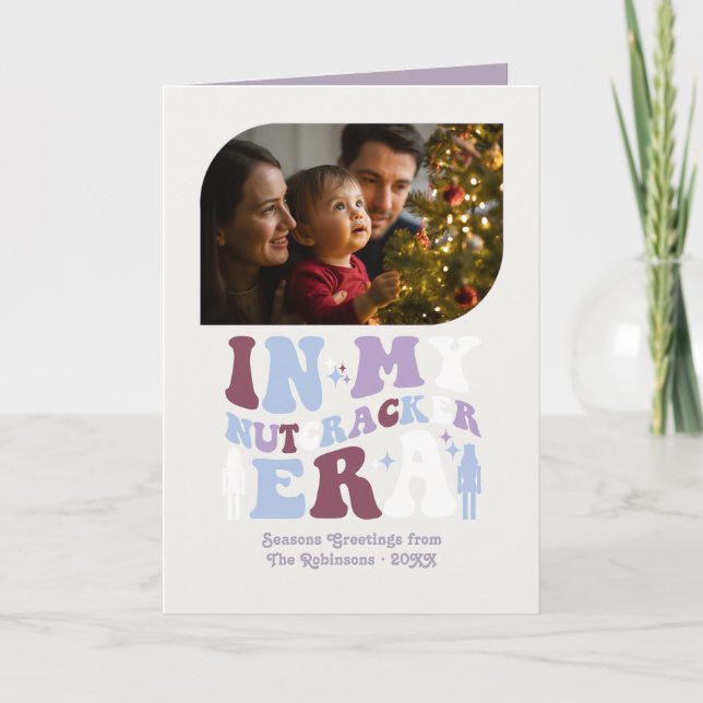 Sugar Plum Fun Retro Christmas Photos Holiday Card (Front)