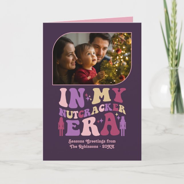 Sugar Plum Fun Retro Christmas Photos Holiday Card (Front)