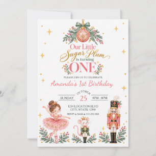 Sugar Plum Nutcracker First Birthday Invitation