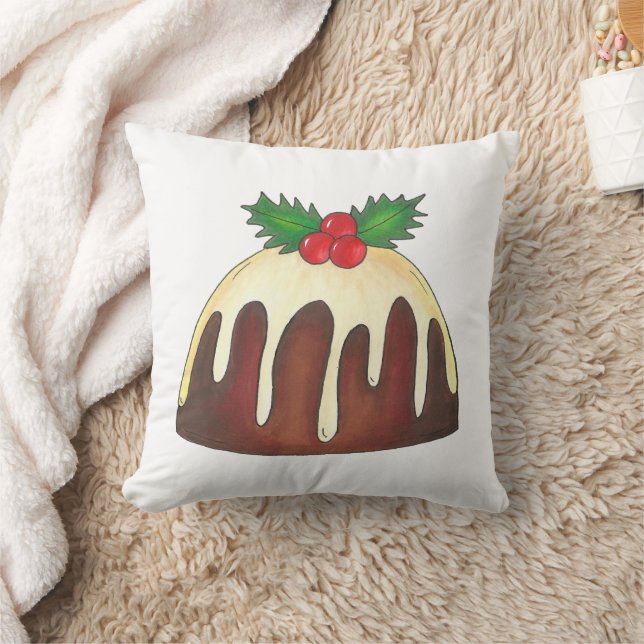 Sugar Plum Pudding British Christmas Holiday Throw Pillow (Blanket)