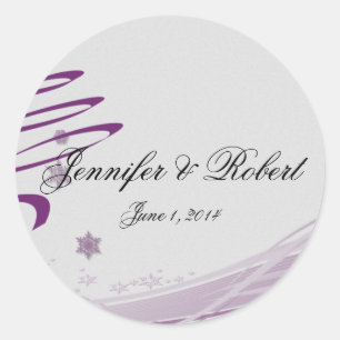 Sugar Plum Tree and Snowflakes in Purple Classic Round Sticker