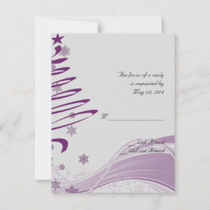 Sugar Plum Tree and Snowflakes in Purple Invitation