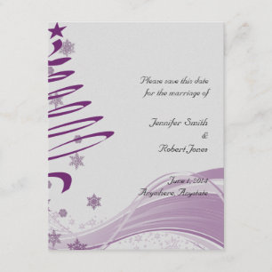 Sugar Plum Tree and Snowflakes in Purple Invitation