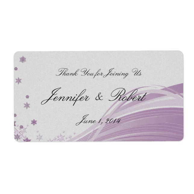 Sugar Plum Tree Snowflakes Wedding Water Label (Front)