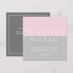Sugar rose gris Faire-part de mariage moderne