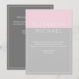 Sugar rose gris Faire-part de mariage moderne