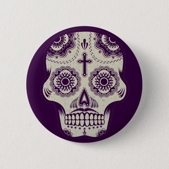 Sugar skull 2 inch round button (Front)