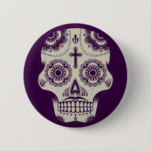 Sugar skull 2 inch round button