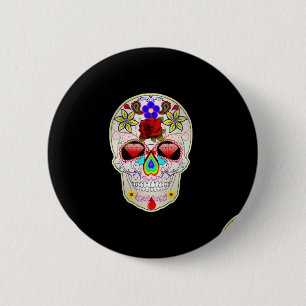 sugar skull 2 inch round button