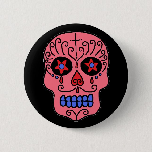 Sugar Skull 2 Inch Round Button (Front)