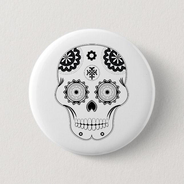 Sugar Skull 2 Inch Round Button (Front)